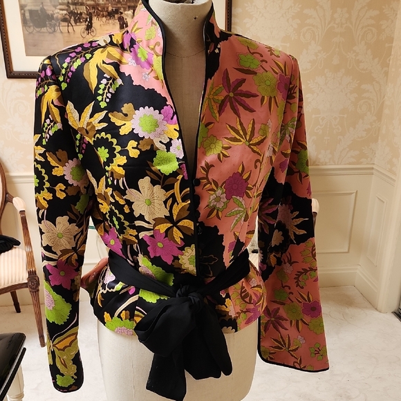 JS Collections Jackets & Blazers - JS Collections Pink and Black Floral Blazer